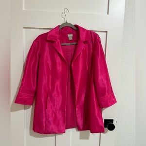 Chicos hot pink collared jacket/blazer. Size OP (4-6 US) 3/4 length sleeves, EUC